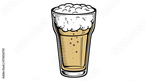 Hand drawn pint of beer illustration