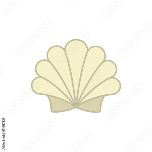 Seashell scallop icon in color for summer, holiday, and seaside visuals.