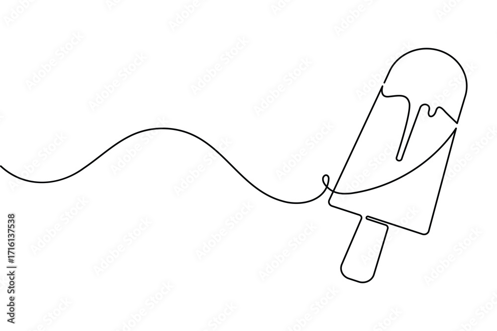 Obraz premium Popsicle ice cream bar one line drawing minimalist style isolate outline vector icon