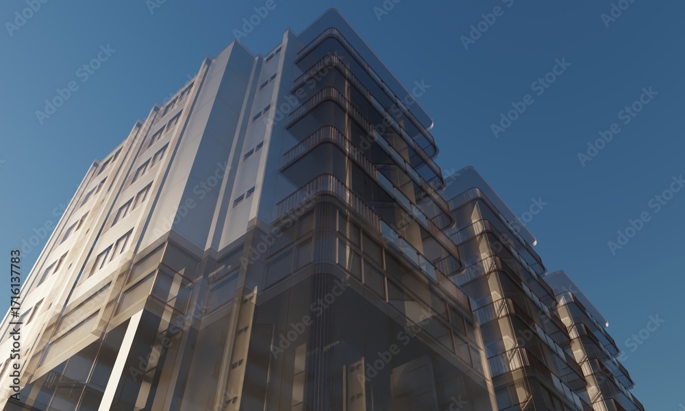 Fototapeta premium Abstract apartment building modern style transparent render 3d wallpaper background
