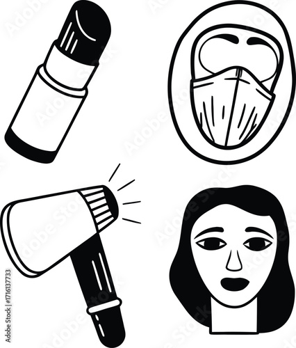Cartoon woman's hand drawing a smiling face with a microphone illustration