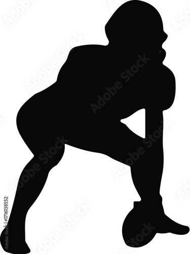 Silhouette of a baseball catcher in crouched position, sports action pose, defensive player, black and white vector illustration, game moment