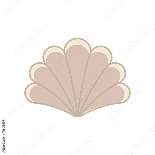 Seashell scallop icon in color for summer, holiday, and seaside visuals.