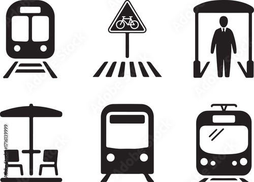 Modern transport and urban icons for city living