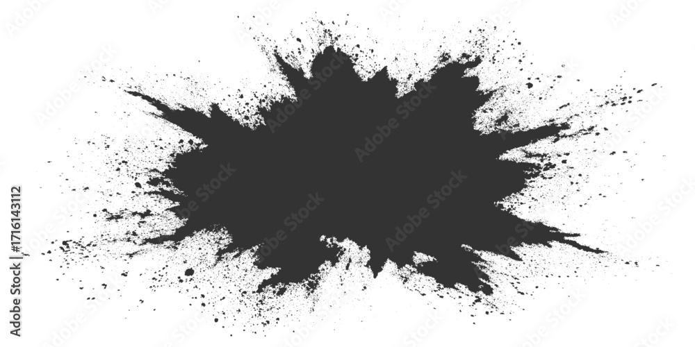 Obraz premium Abstract Black Powder Explosion on White Background Ink Splash, Explosive black powder burst effect isolated on white background. Black chalk explosion. black powder explosion.