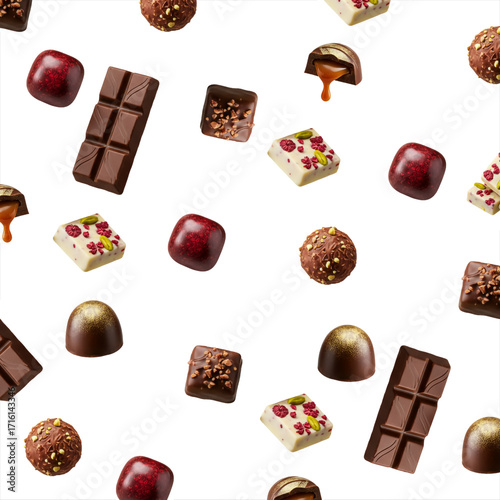 Seamless Chocolate Candy Pattern with Assorted Sweets