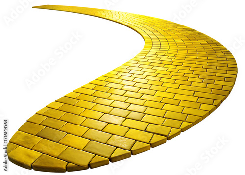 Yellow Brick Road Pathway Isolated on Background winding curved isolated on a transparent background