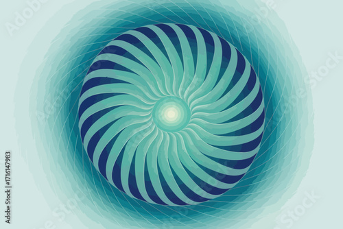 Abstract Circular Pattern in Turquoise and Dark Blue Swirls Creating a Hypnotic Effect Ideal for Backgrounds