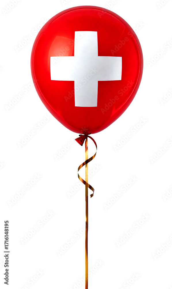 Obraz premium スイスの国旗の柄の風船。(Switzerland flag balloon.) 