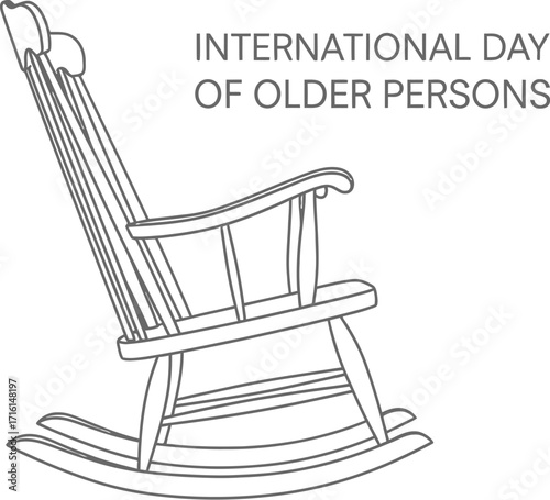 Vector art of rocking chair with text International Day of Older Persons