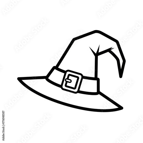 Halloweenfruitssingleicon witch hat with buckle isolated on white background for halloween costume