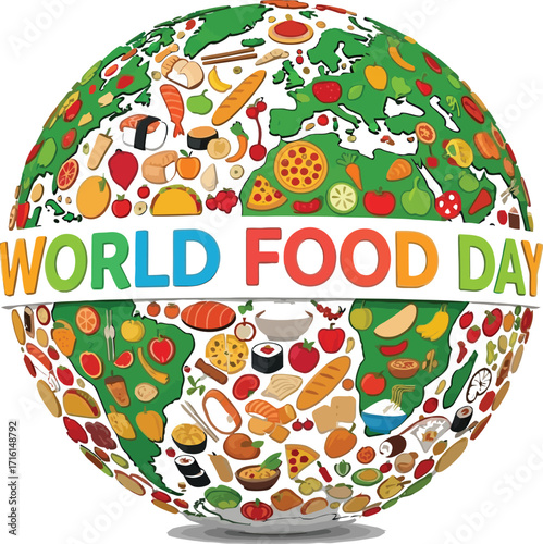 Vector art of globe made of food for World Food Day