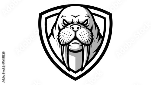 Mascot Logo Emblem Illustration A Bold Walrus Design for Team or Brand Identity 