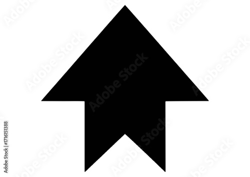 Black upward arrow silhouette icon symbolizing direction and progress on a plain background
