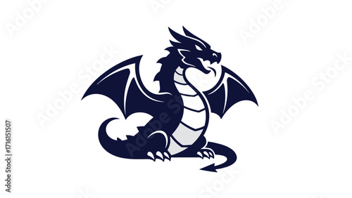 Fierce Mythical Dragon Mascot Logo Emblem Illustration - Powerful Fantasy Creature Design Vector Graphic