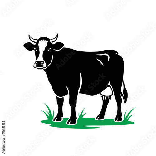 black and white cow vector illustration