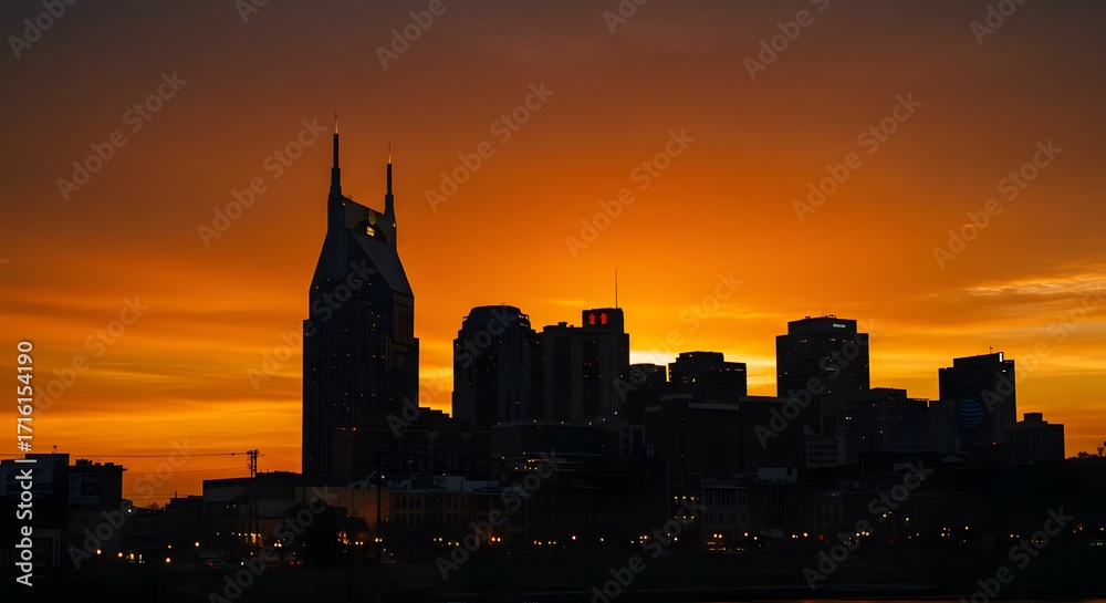 Naklejka premium Minimalist Black Silhouette Art Depicting the Skylines of Prominent United States Cities: A Visual Tribute to Urban Architecture and Design 