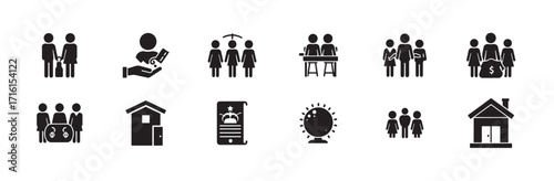 Global Networking Icon on Black and White Vector Backgrounds. Business network icons, vector illustration.