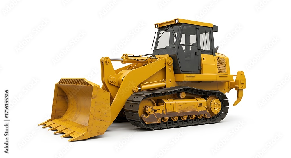 Fototapeta premium Yellow Bulldozer Isolated on White