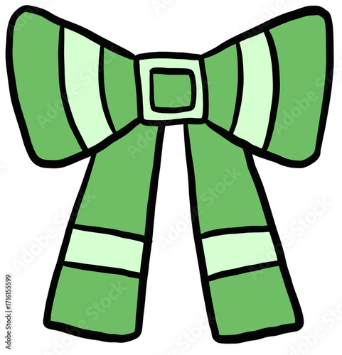 Green doodle Christmas bow