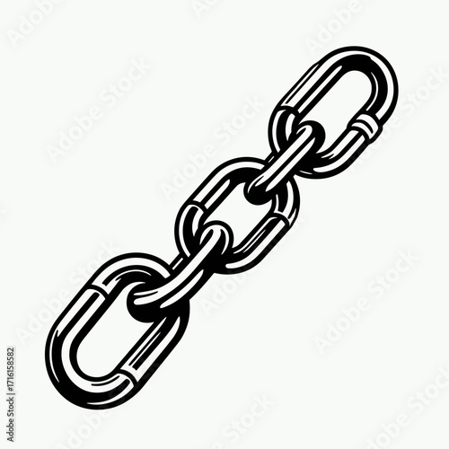Metal chain link illustration in black and white design  