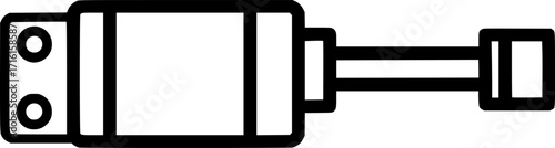 Pneumatic cylinder actuator outline icon vector
