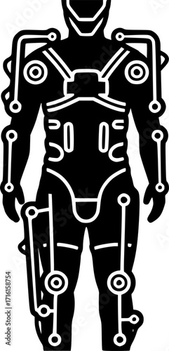 Robotic exoskeleton frame outline icon vector
