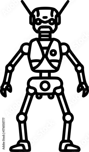 Robotic exoskeleton frame outline icon vector
