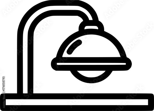 Restaurant heat lamp and pickup shelf outline icon vector
