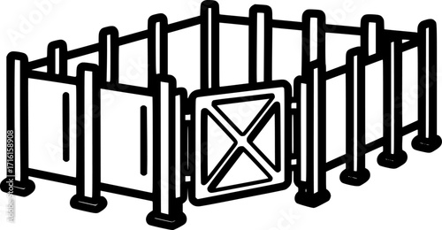 Robot safety fence outline icon vector
