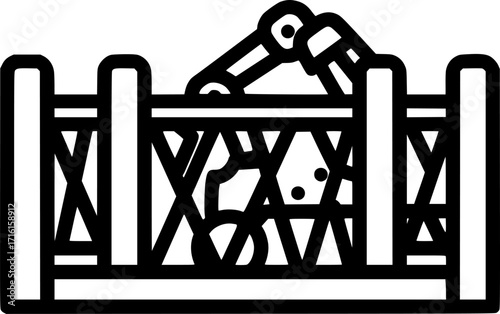 Robot safety fence outline icon vector
