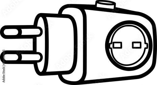 Smart plug adapter outline icon vector

