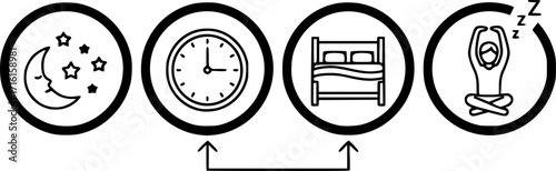 Sleep hygiene routine outline icon vector
