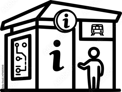Transit information kiosk outline icon vector
