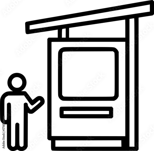 Transit information kiosk outline icon vector
