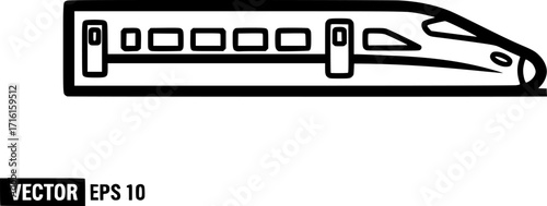 High-speed rail train outline icon vector
