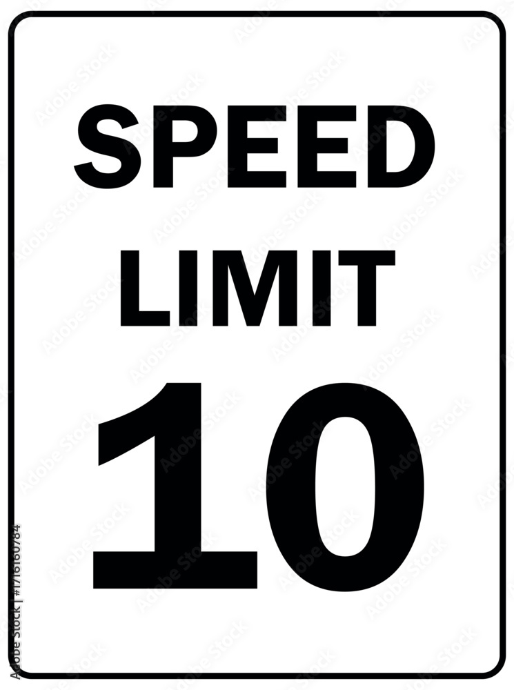 Φωτογραφία speed limit 10 mph traffic sign with white background and black border for safet