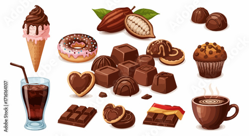 Indulge in delicious chocolate treats, from rich cocoa beans to sweet delights and refreshing drinks.