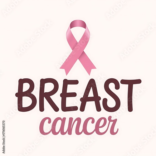 Breast cancer awareness month illustration with pink ribbon symbol campaign