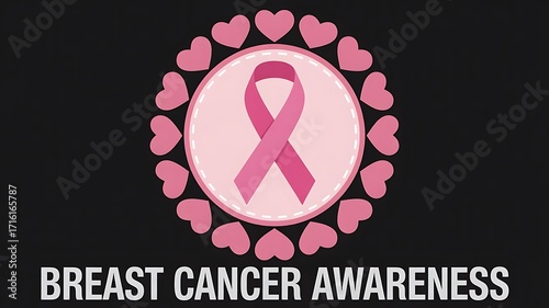 Breast Cancer Awareness Pink Ribbon Heart Shaped Circle Design Backdrop