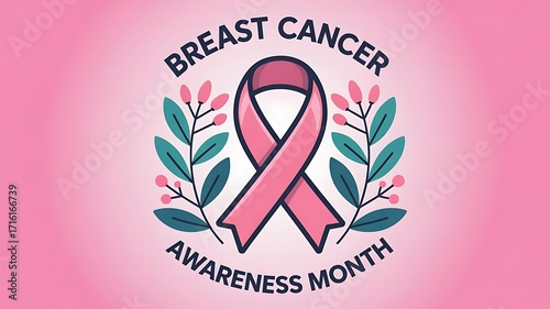 Pink Ribbon for Breast Cancer Awareness Month Campaign Illustration Design