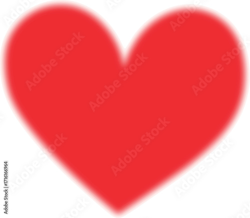 A red heart with a Y2K-style blur effect. A retro-style aura with glowing edges. Isolated vector illustration on a transparent background.