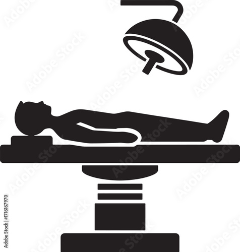 Operating Table Vector Illustration with Surgical Light on Transparent Background