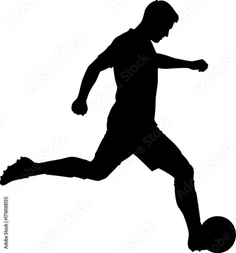 Striker about to shoot penalty, leg pulled back silhouette