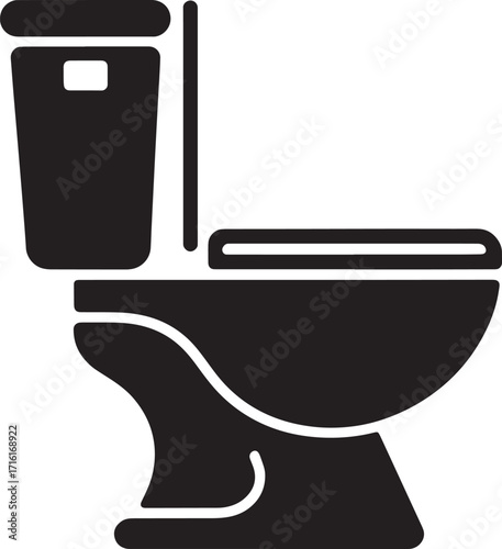 Sleek Toilet Silhouette A Modern Sanitary Fixture for Restrooms and Plumbing Design Projects