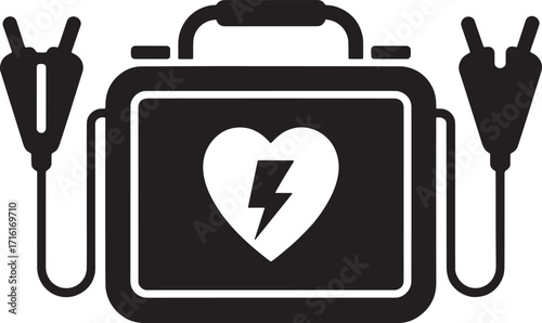 Automated External Defibrillator AED Icon Medical Emergency Device Healthcare Equipment Symbol Black