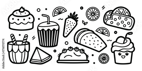 Delicious doodle desserts and drinks a sweet collection of treats and beverages