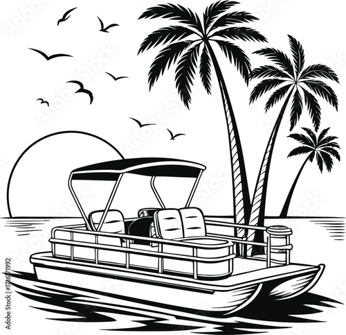 
Pontoon Boat Clipart ||  Lake Boat Svg || Boat Clipart || River Boat Svg || Pontoon Illustration 