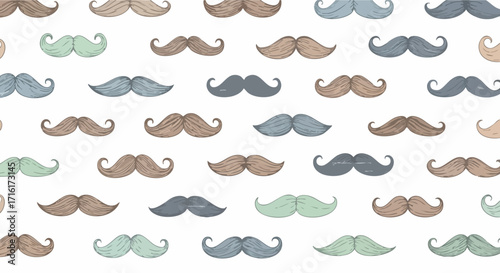Whimsical mustache pattern design adds playful vintage charm to any creative project