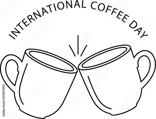 Vector art of two coffee cups simple design for International Coffee Day